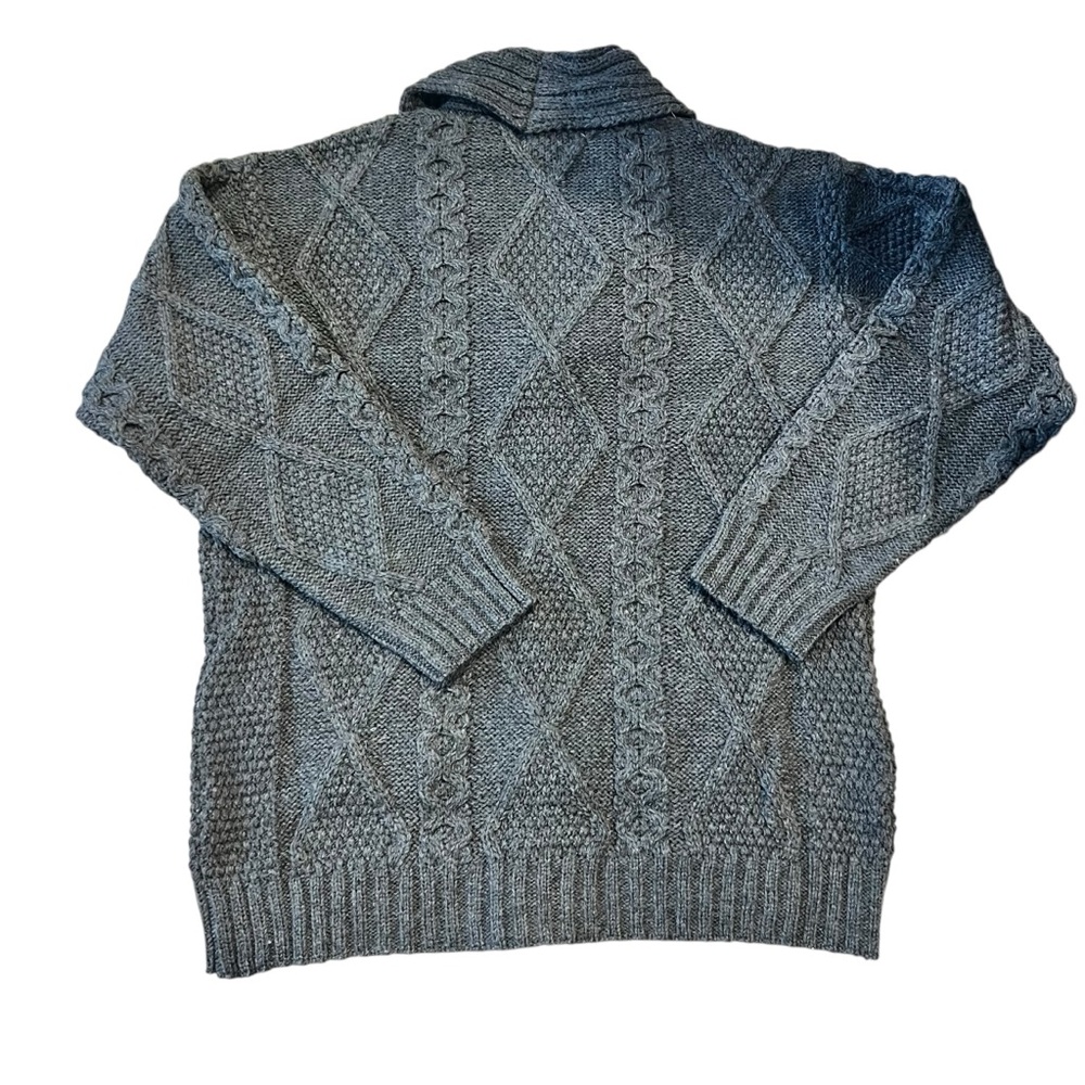 Aran Woolen Mills Shawl Collar Fisherman Cardigan 100% Merino Wool Ireland - Picture 3 of 5